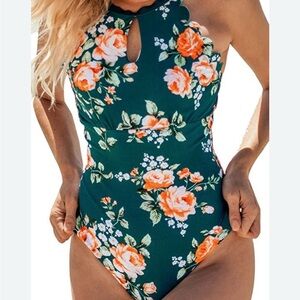 Cupshe floral scalloped swimsuit XL